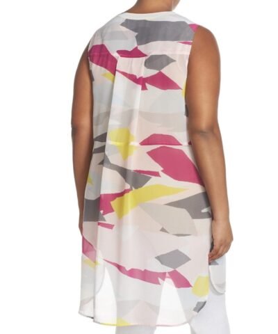 TWO By Vince Camuto Abstract Cutouts Print Chiffon Sleeveless Tunic