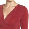 MICHAEL Michael Kors Women's Red Shimmer Faux Wrap Flounce Dress