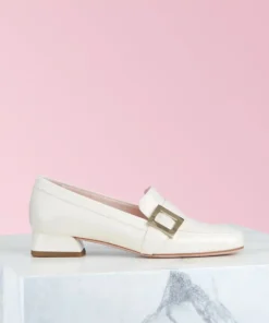 Roger Vivier RV Mini Buckle Loafers, Off White