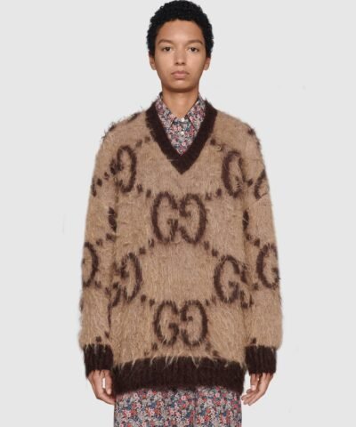 Gucci GG Mohair Wool V-Neck Sweater