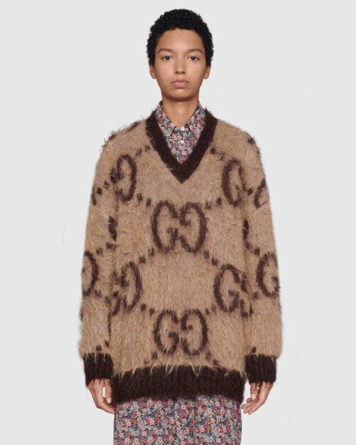 Gucci GG Mohair Wool V-Neck Sweater