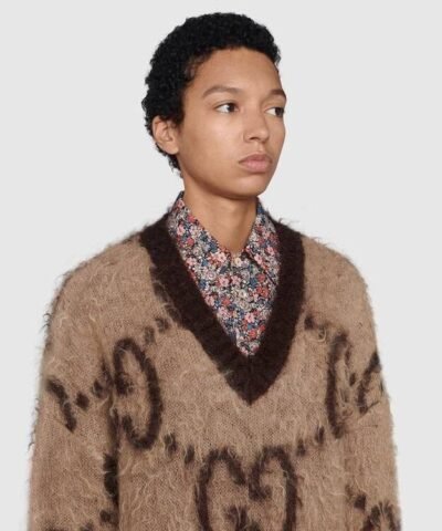 Gucci GG Mohair Wool V-Neck Sweater