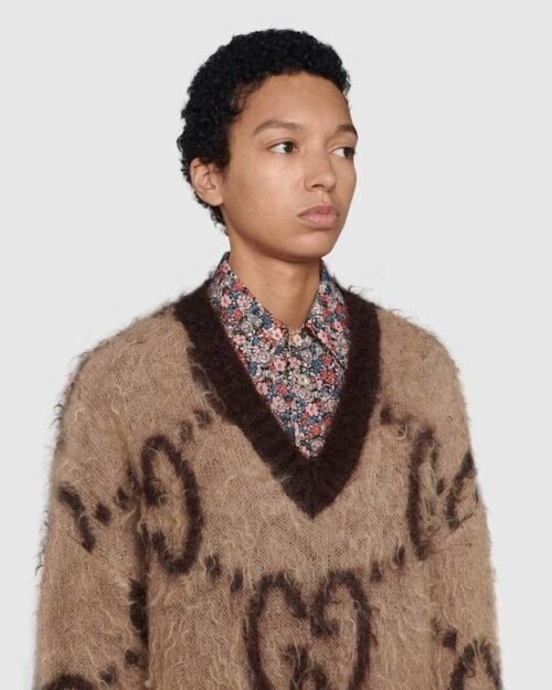 Gucci GG Mohair Wool V-Neck Sweater