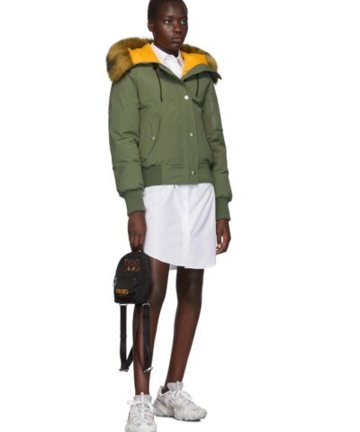 Kenzo Green Down Faux-fur Hooded Jacket