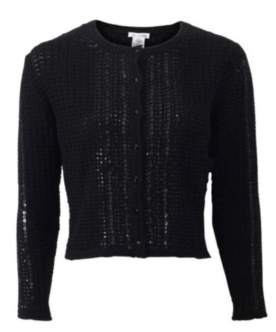 Oscar De La Renta Bracelet Sleeve Sequin Cardigan