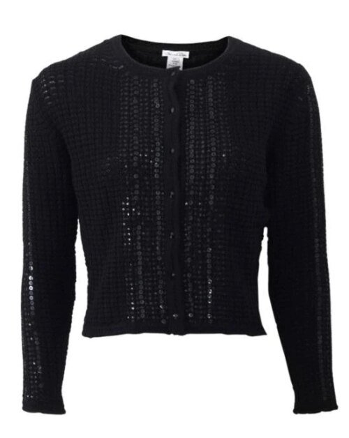 Oscar De La Renta Bracelet Sleeve Sequin Cardigan