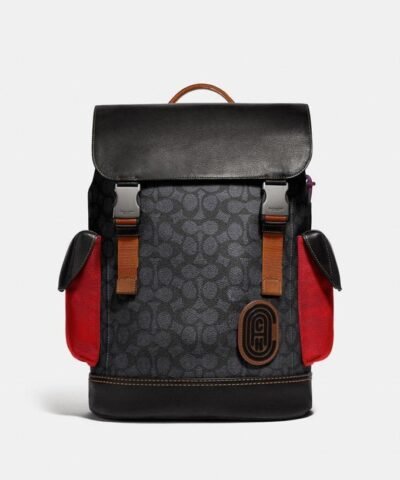 Coach Rivington Backpack In Signature Canvas With Patch