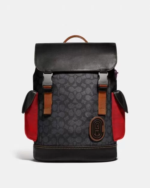 Coach Rivington Backpack In Signature Canvas With Patch