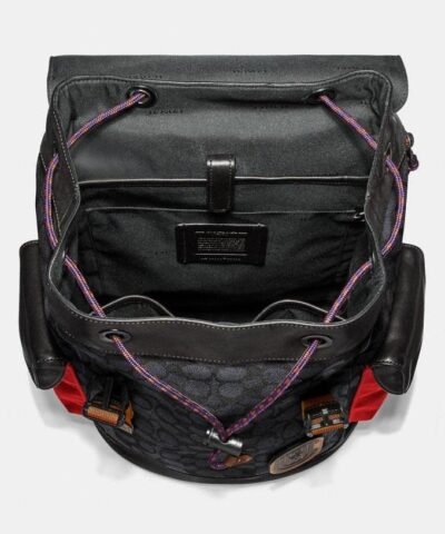 Coach Rivington Backpack In Signature Canvas With Patch