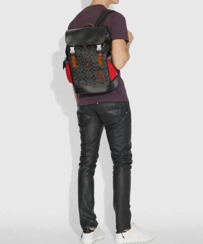 Coach Rivington Backpack In Signature Canvas With Patch