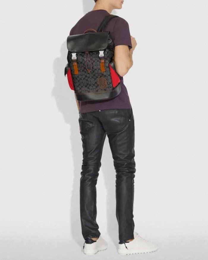 Coach Rivington Backpack In Signature Canvas With Patch