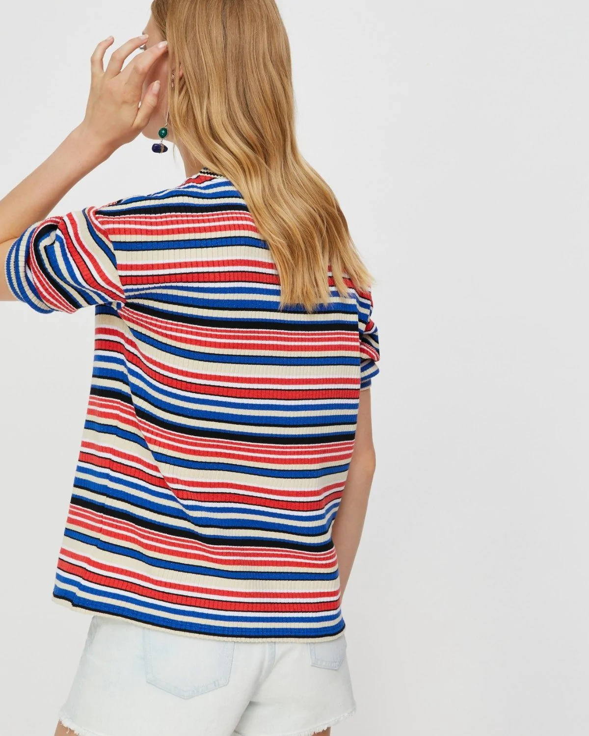 Max & Co Ribbed T-Shirt With Lame Stripes
