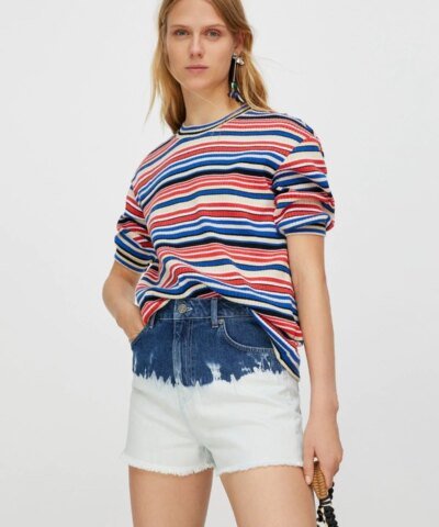 Max & Co Ribbed T-Shirt With Lame Stripes