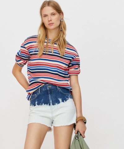 Max & Co Ribbed T-Shirt With Lame Stripes