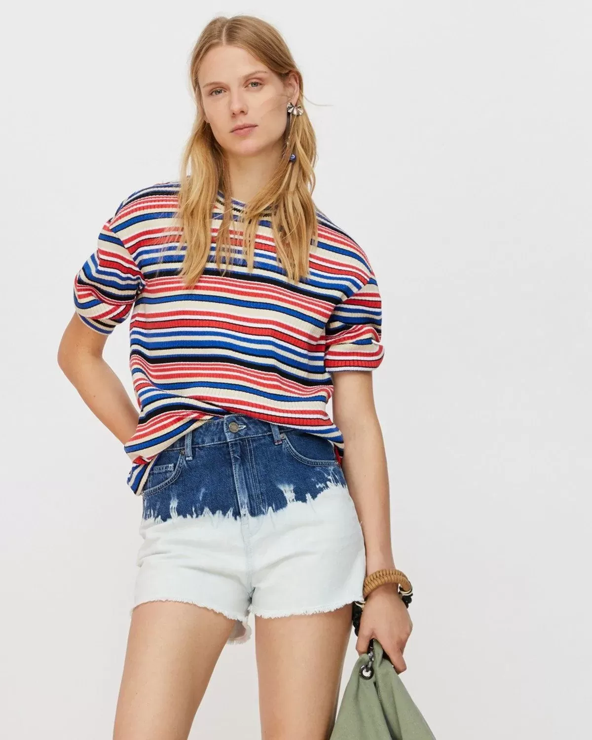 Max & Co Ribbed T-Shirt With Lame Stripes