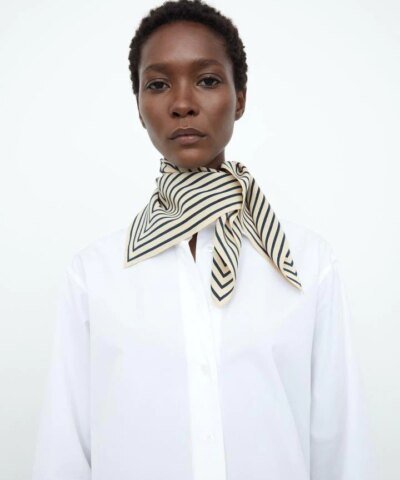 TOTÊME Signature Monogram Silk Scarf Creme