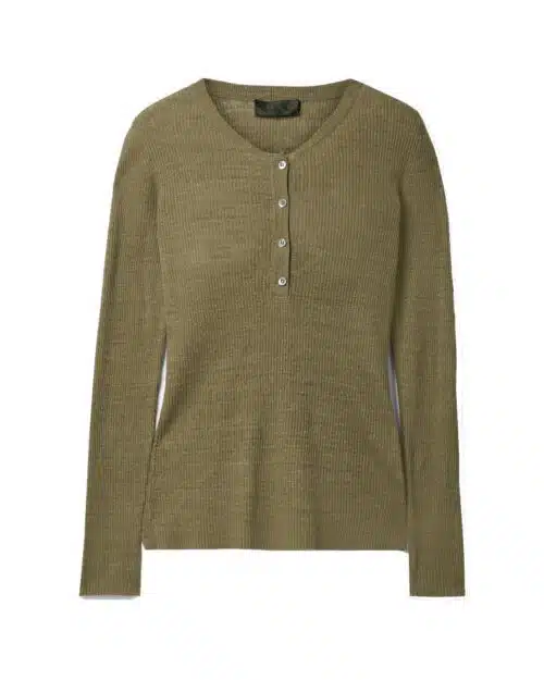 Nili Lotan Michelle Army Green Rib Henley