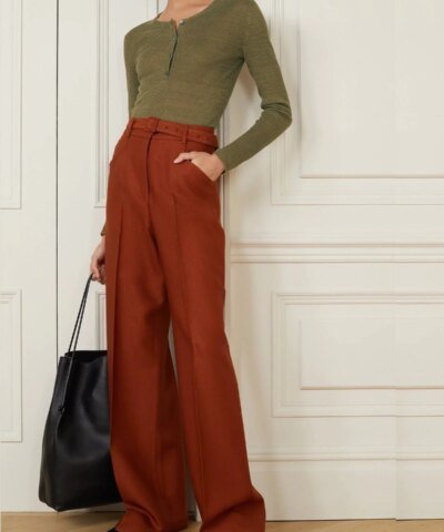 Nili Lotan Michelle Army Green Rib Henley