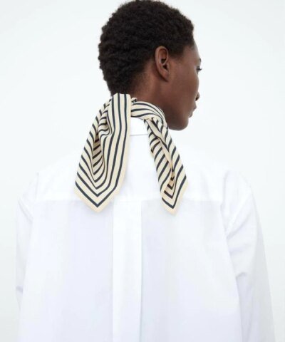 TOTÊME Signature Monogram Silk Scarf Creme