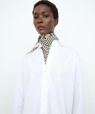 TOTÊME Signature Monogram Silk Scarf Creme