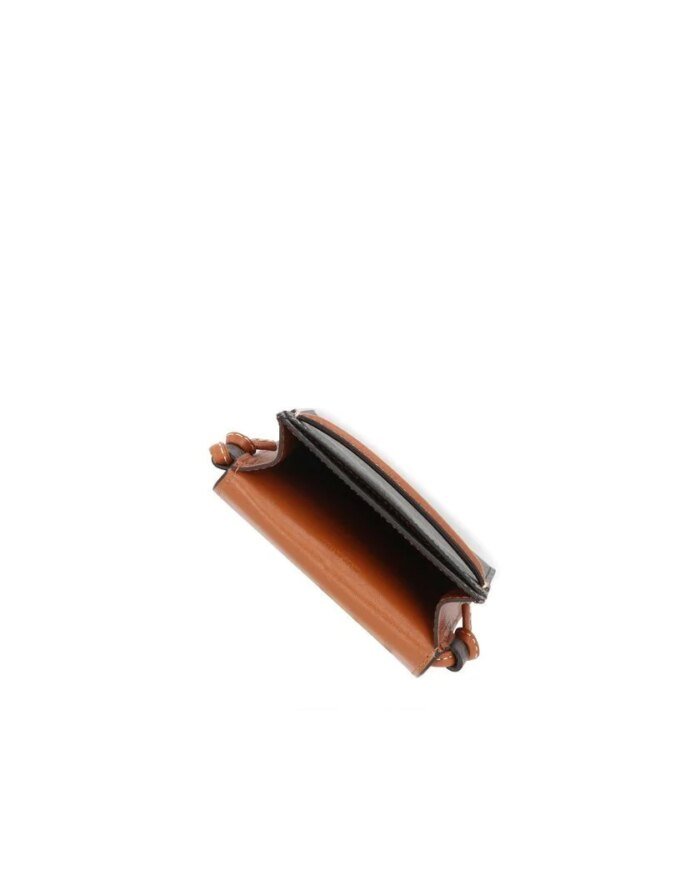 Celine Phone Pouch With Flap In Triomphe Canvas And Lambskin Tan