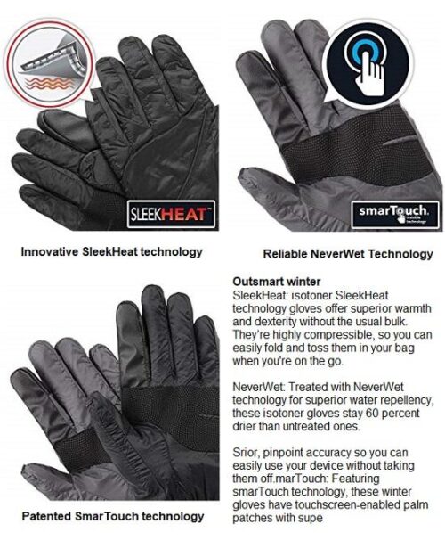 Isotoner Signature SmarTouch Packable Ski Tech Gloves