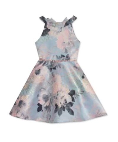 Rare Editions Girls Uneck Foil Skater Update Dress