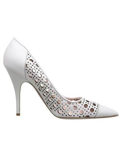 KATE SPADE new york Women's White Lizette Lattice Perforated Leather Pumps