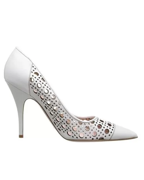 KATE SPADE new york Women's White Lizette Lattice Perforated Leather Pumps