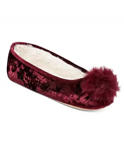 INC International Concepts Womens Crushed Velvet Ballerina Slippers