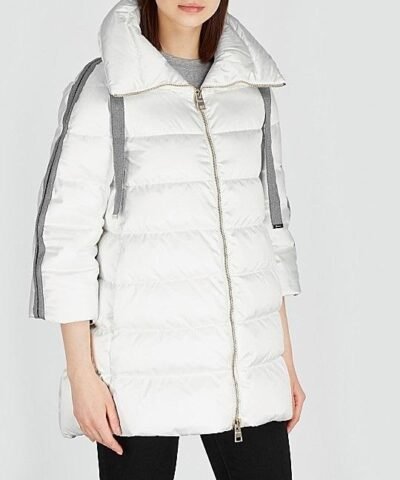 Herno White Quilted Satin Coat