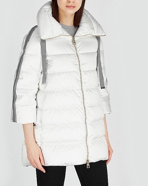 Herno White Quilted Satin Coat