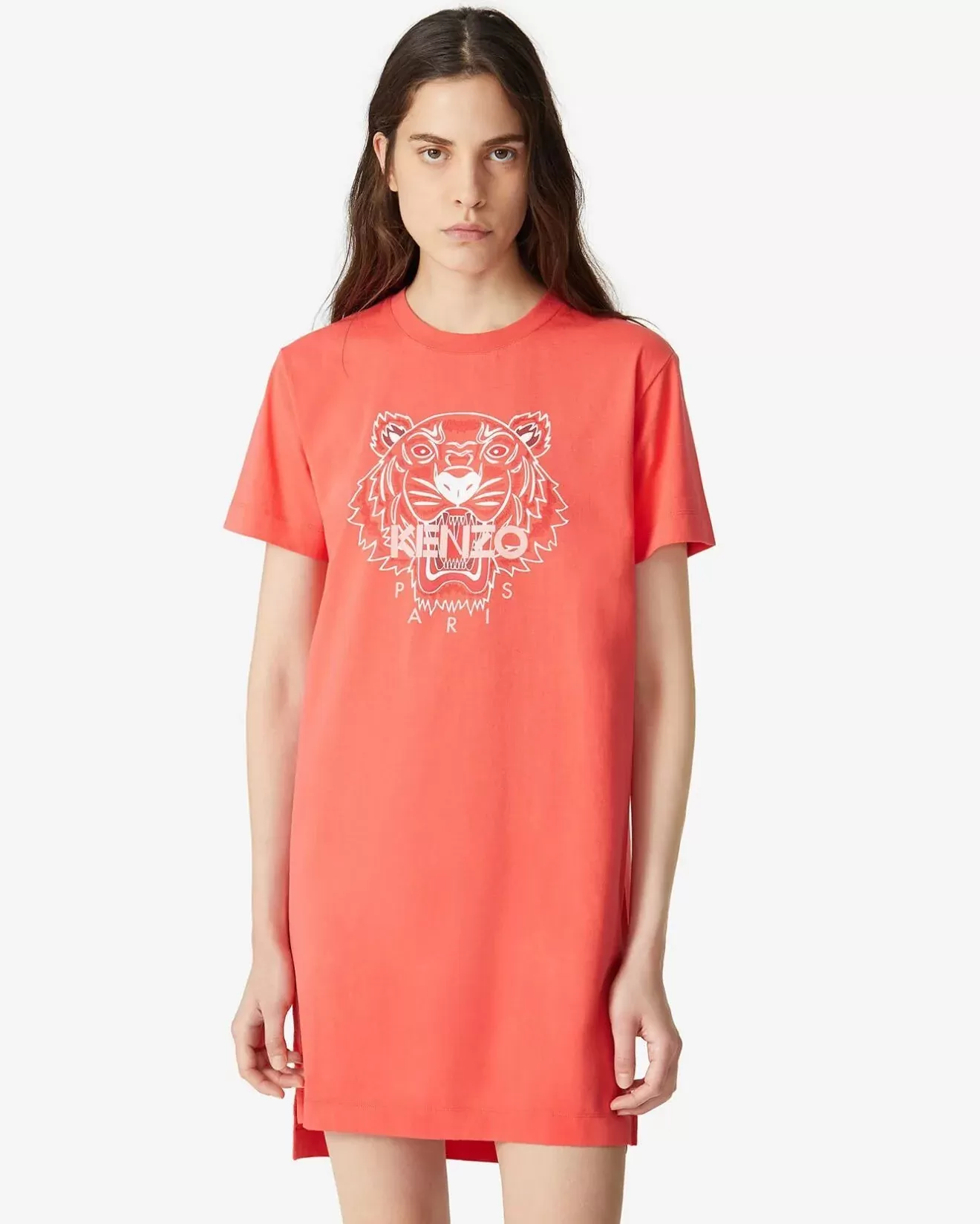 Kenzo Red Orange Tiger T-Shirt Dress
