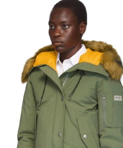 Kenzo Green Down Faux-fur Hooded Jacket