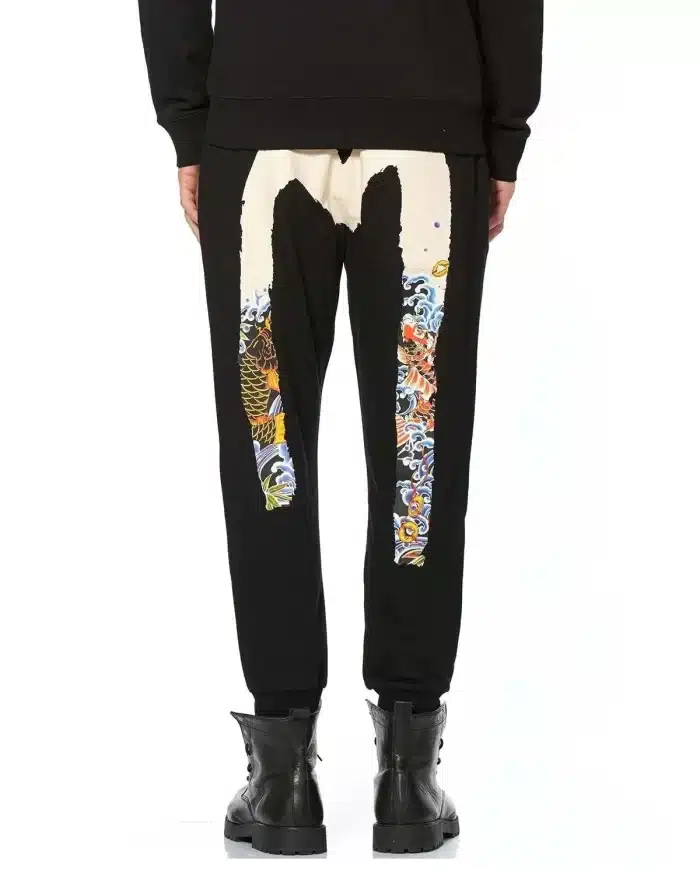 Evisu Sweatpants with allover carp-patterned brushstroke daicock print