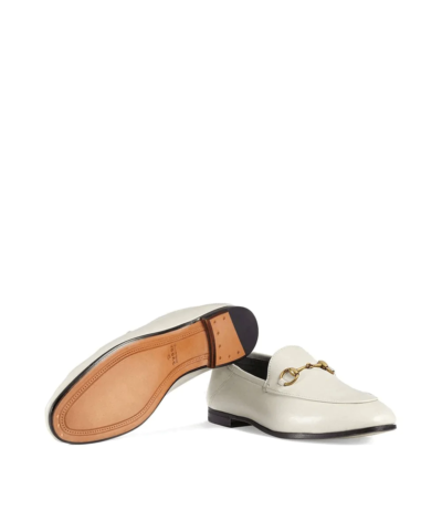 Gucci White Leather Horsebit Loafer