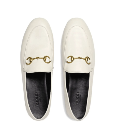 Gucci White Leather Horsebit Loafer