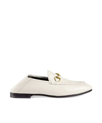 Gucci White Leather Horsebit Loafer