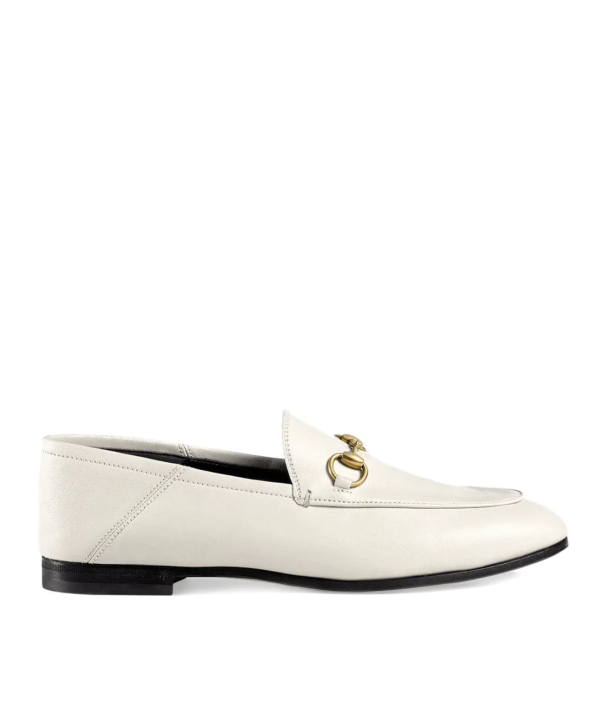 Gucci White Leather Horsebit Loafer