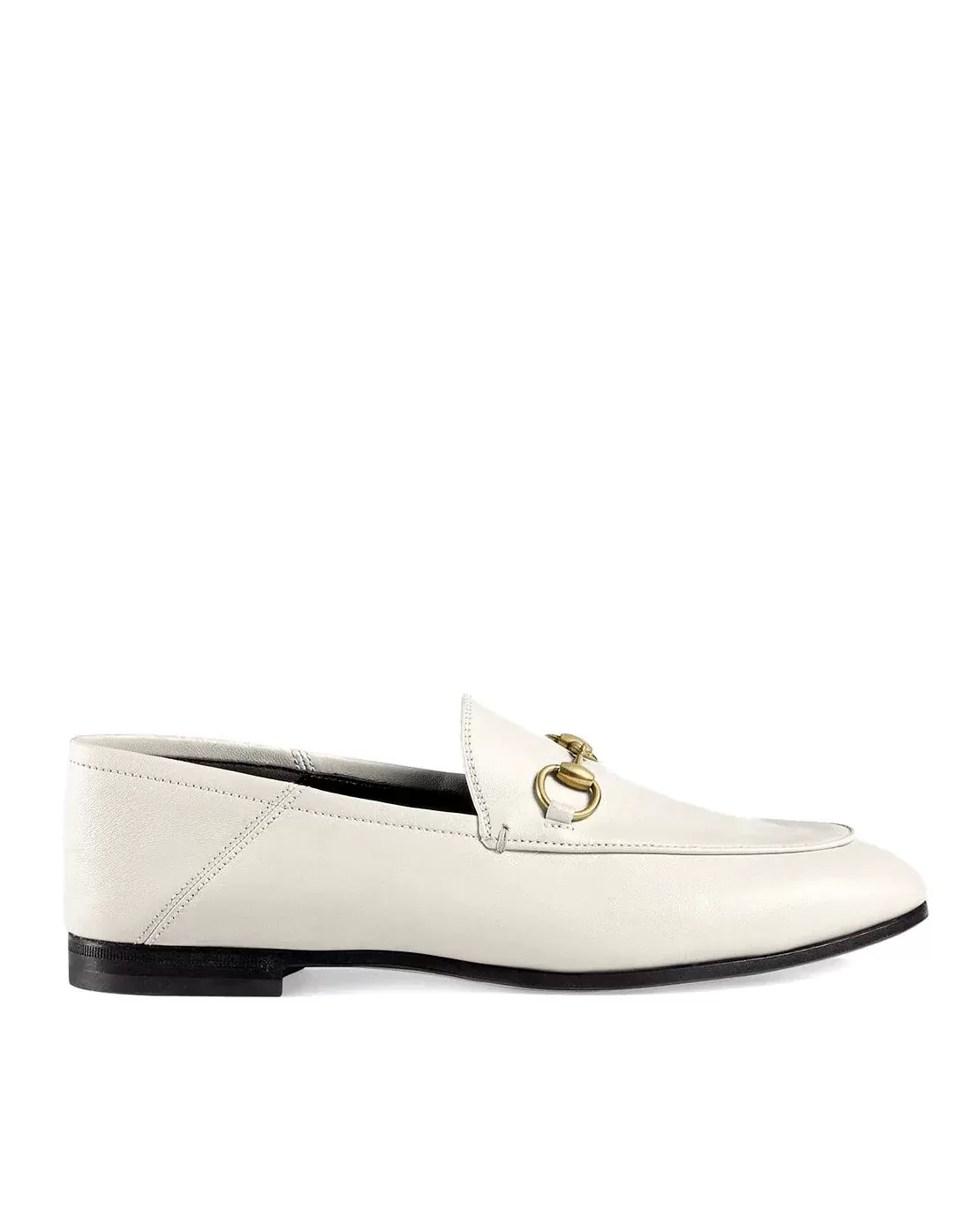 Gucci White Leather Horsebit Loafer