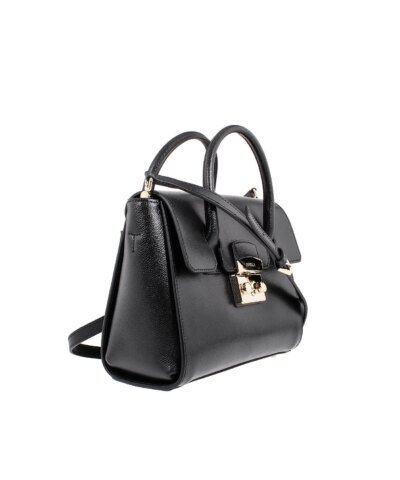 Furla Metropolis Ladies Small Leather Satchel In Onyx