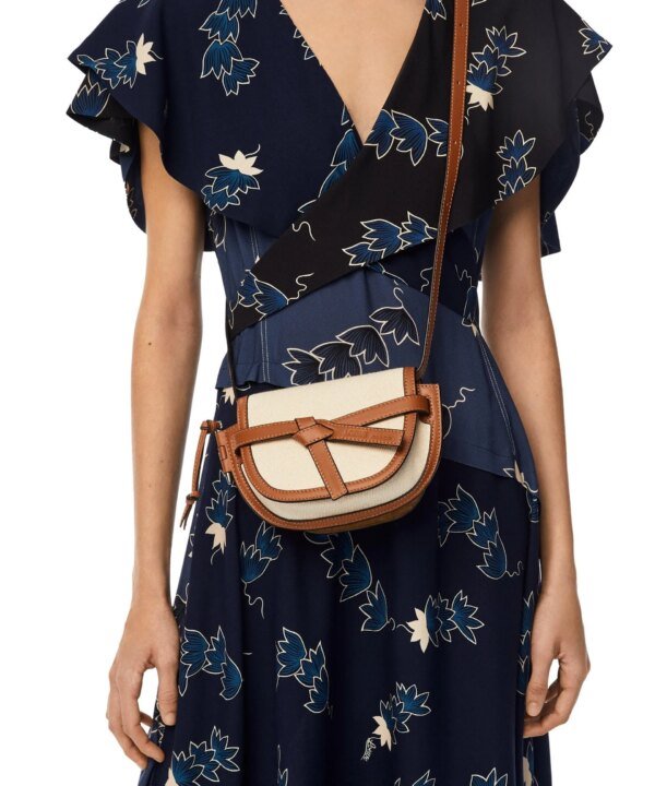 Loewe Mini Gate Dual Bag in Canvas and Calfskin