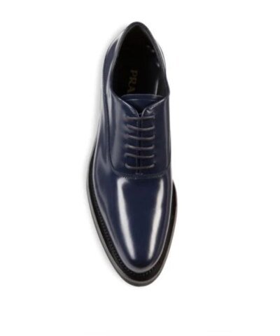 Prada Lug-Sole Leather Lace-Up Oxfords
