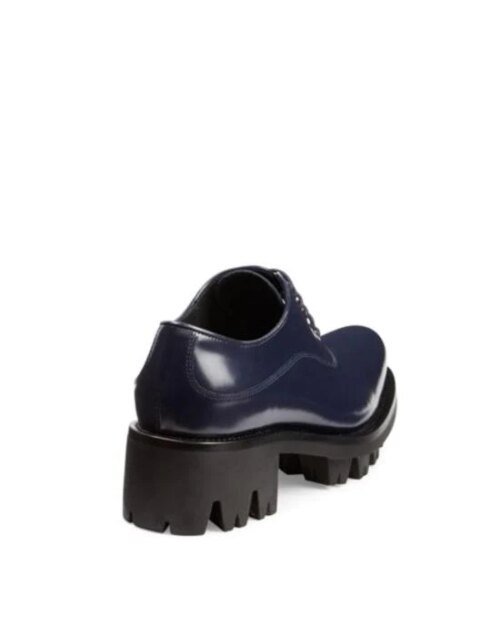 Prada Lug-Sole Leather Lace-Up Oxfords