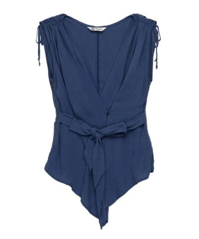 Bobeau Women's Priya Wrap Blouse with Tie Waist