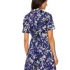 Sangria Short Sleeve Floral A-Line Shirtdress