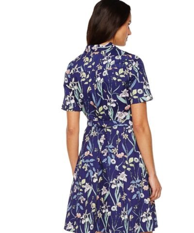 Sangria Short Sleeve Floral A-Line Shirtdress