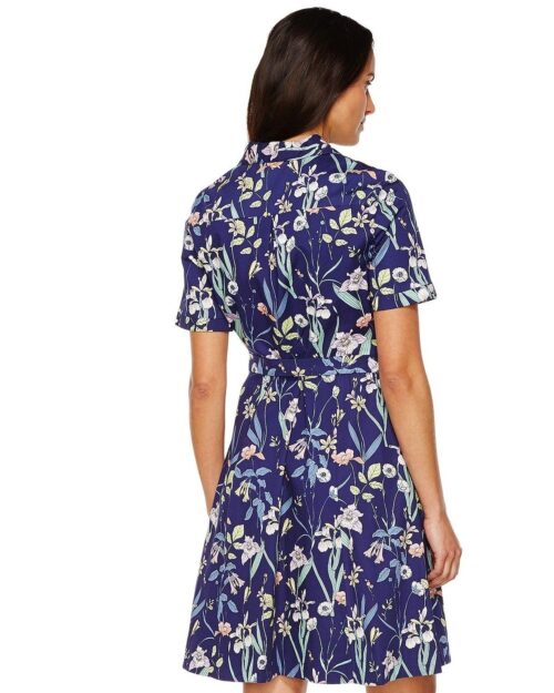 Sangria Short Sleeve Floral A-Line Shirtdress