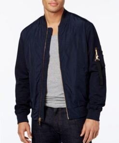 Sean John Men's Pique-Sleeve Bomber Jacket