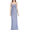 ABS Allen Schwartz Women's Gown With Fagottin Inserts and Lace Scallop seams